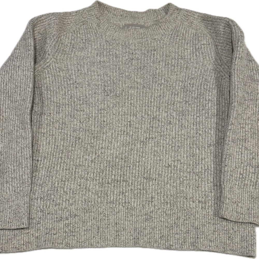 Everlane Women’s Large Cream Ribbed Knit Sweater Wool Cotton Blend Crewneck